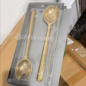 Gold Salad Server Set Hotel Collection new